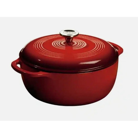 Lodge Other - Lodge Porcelain Enamel Cast Iron Dutch Oven Lid With Handles Red 6 Quarts NIB